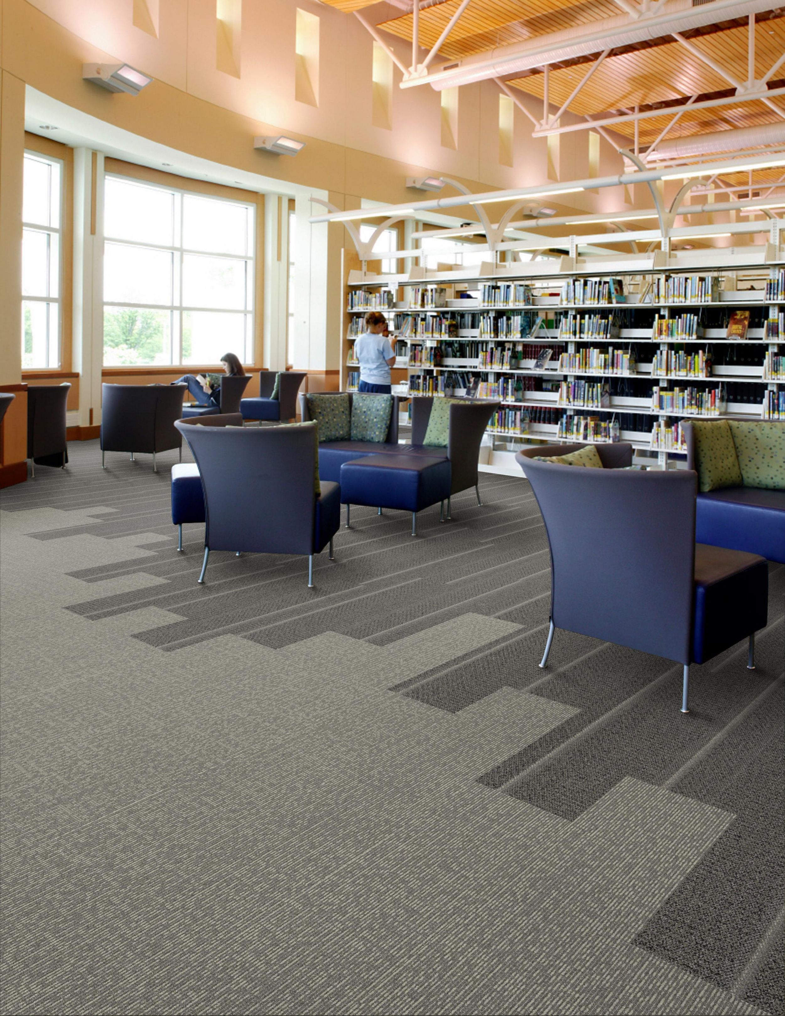 image Interface Simple Sash and Shashiko Stitch plank carpet tile in office seating area numéro 2